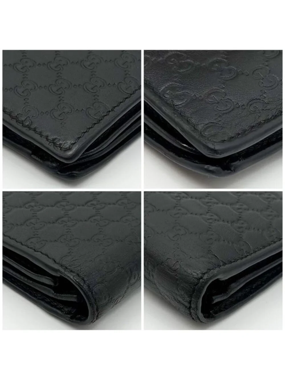 Gucci Micro Guccissima GG Bifold Wallet Black Leather